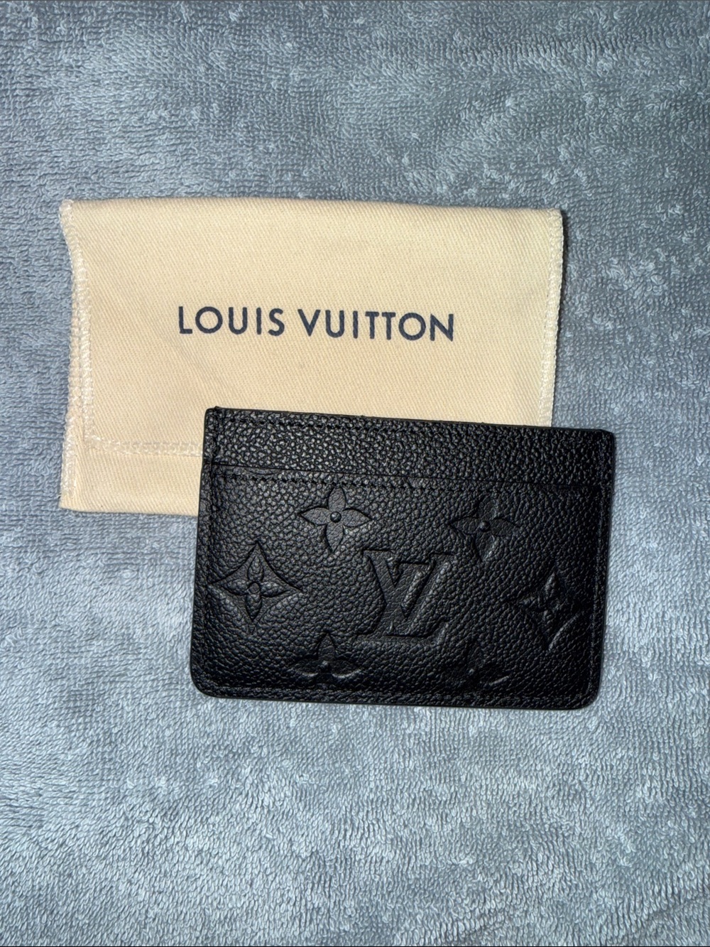 Louis Vuitton Black Embossed Monogram Card Case with Gold Accents - Picture 3 of 3